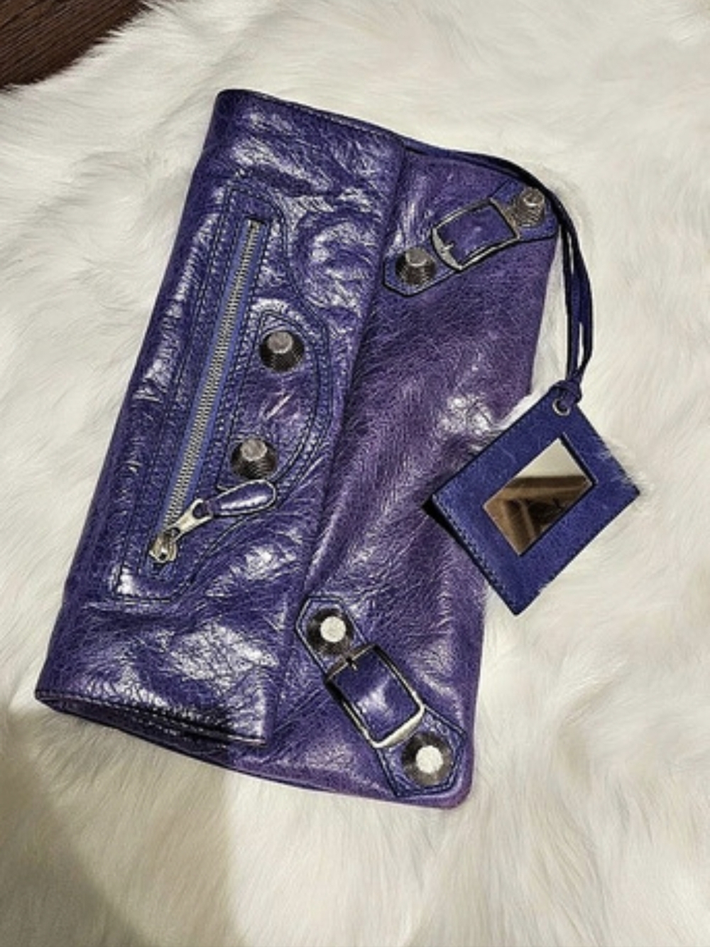 Balenciaga Giant Envelope Clutch Purple Wristlet